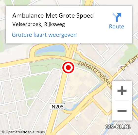 Locatie op kaart van de 112 melding: Ambulance Met Grote Spoed Naar Velserbroek, Rijksweg op 5 juli 2019 14:39