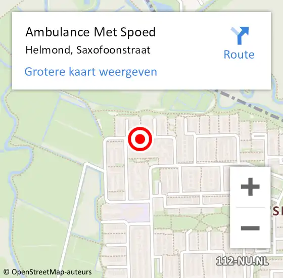 Locatie op kaart van de 112 melding: Ambulance Met Spoed Naar Helmond, Saxofoonstraat op 5 juli 2019 19:30