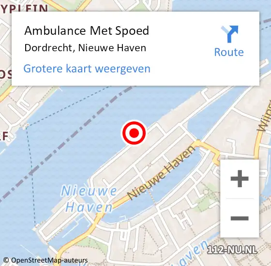 Locatie op kaart van de 112 melding: Ambulance Met Spoed Naar Dordrecht, Nieuwe Haven op 5 juli 2019 19:39