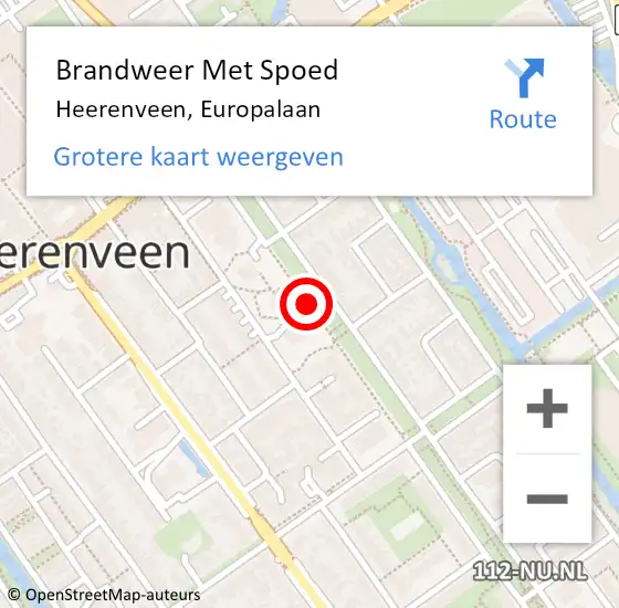 Locatie op kaart van de 112 melding: Brandweer Met Spoed Naar Heerenveen, Europalaan op 5 juli 2019 22:48