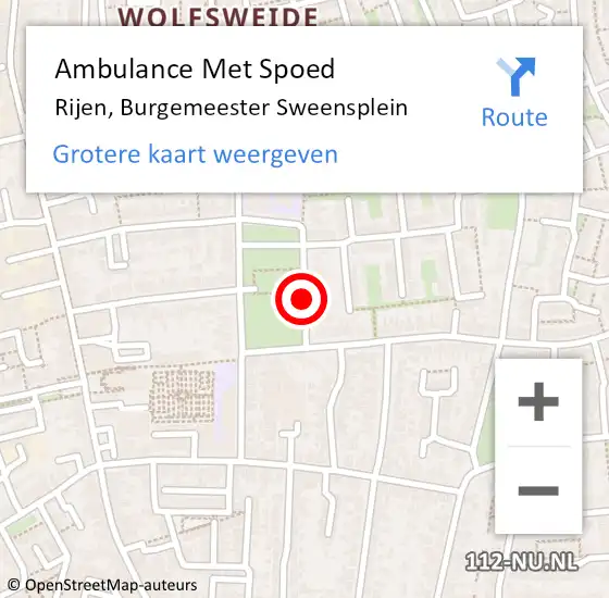 Locatie op kaart van de 112 melding: Ambulance Met Spoed Naar Rijen, Burgemeester Sweensplein op 6 juli 2019 00:41