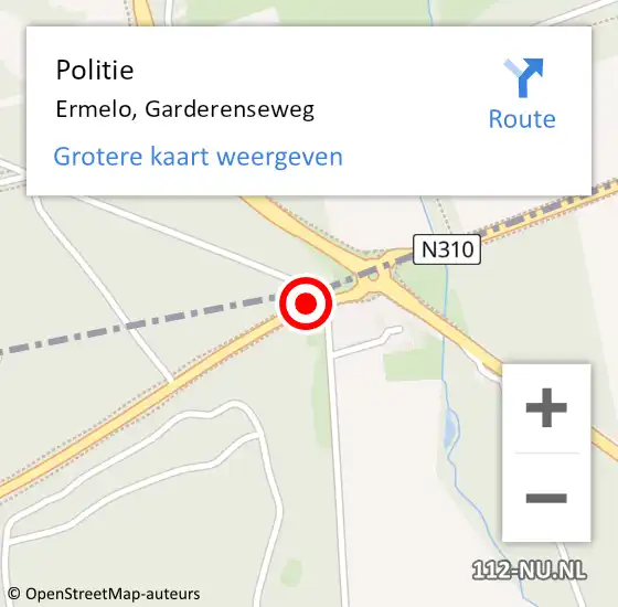 Locatie op kaart van de 112 melding: Politie Ermelo, Garderenseweg op 6 juli 2019 00:58