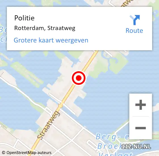 Locatie op kaart van de 112 melding: Politie Rotterdam, Straatweg op 6 juli 2019 05:02