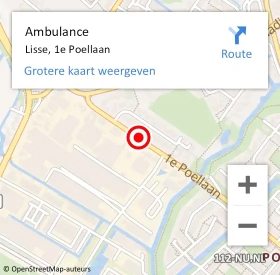 Locatie op kaart van de 112 melding: Ambulance Lisse, 1e Poellaan op 6 juli 2019 09:32