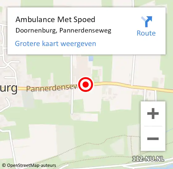 Locatie op kaart van de 112 melding: Ambulance Met Spoed Naar Doornenburg, Pannerdenseweg op 6 juli 2019 10:10