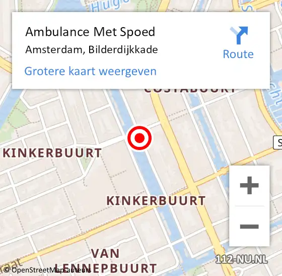Locatie op kaart van de 112 melding: Ambulance Met Spoed Naar Amsterdam, Bilderdijkkade op 6 juli 2019 11:23