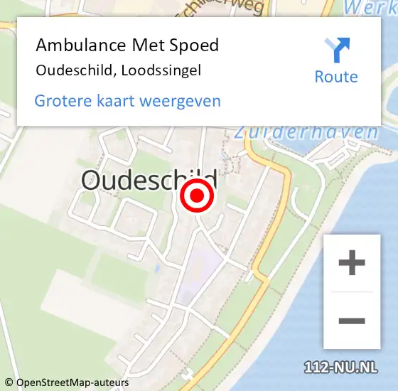 Locatie op kaart van de 112 melding: Ambulance Met Spoed Naar Oudeschild, Loodssingel op 6 juli 2019 13:26