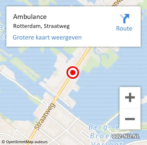 Locatie op kaart van de 112 melding: Ambulance Rotterdam, Straatweg op 6 juli 2019 14:10
