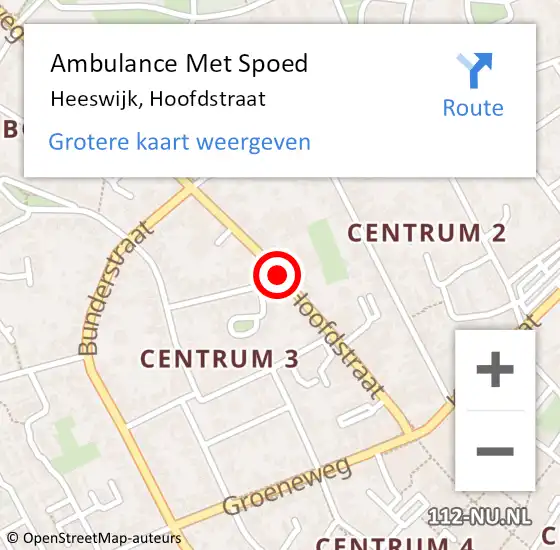 Locatie op kaart van de 112 melding: Ambulance Met Spoed Naar Heeswijk, Hoofdstraat op 6 juli 2019 14:15