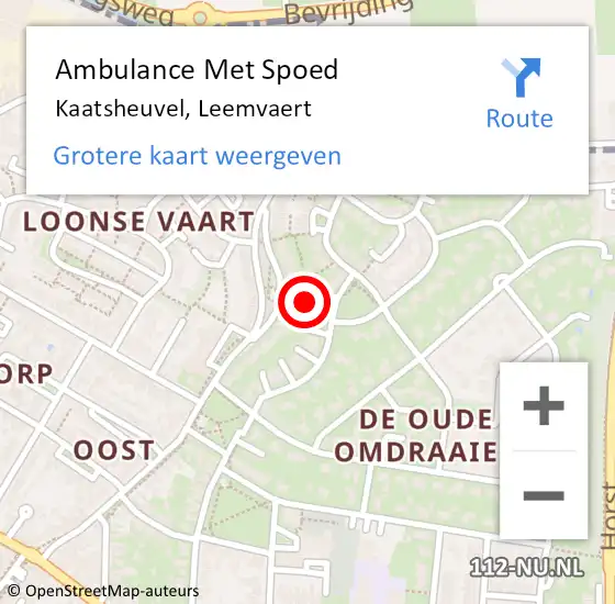 Locatie op kaart van de 112 melding: Ambulance Met Spoed Naar Kaatsheuvel, Leemvaert op 6 juli 2019 14:32