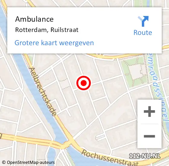 Locatie op kaart van de 112 melding: Ambulance Rotterdam, Ruilstraat op 6 juli 2019 15:03