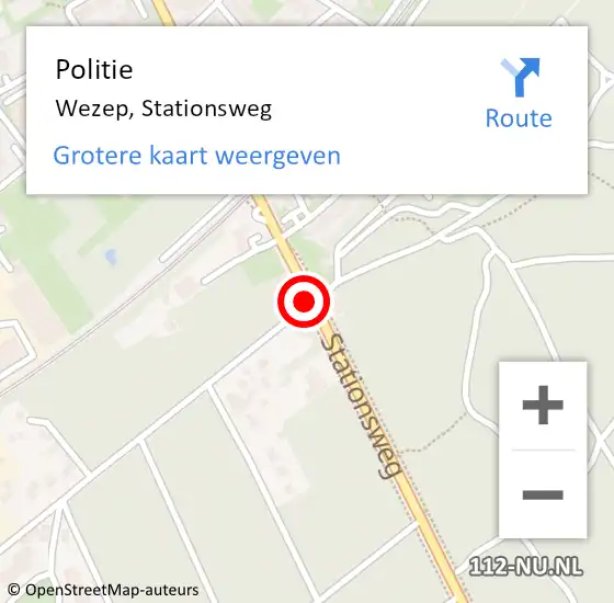 Locatie op kaart van de 112 melding: Politie Wezep, Stationsweg op 6 juli 2019 17:35