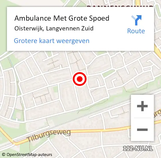 Locatie op kaart van de 112 melding: Ambulance Met Grote Spoed Naar Oisterwijk, Langvennen Zuid op 6 juli 2019 18:35