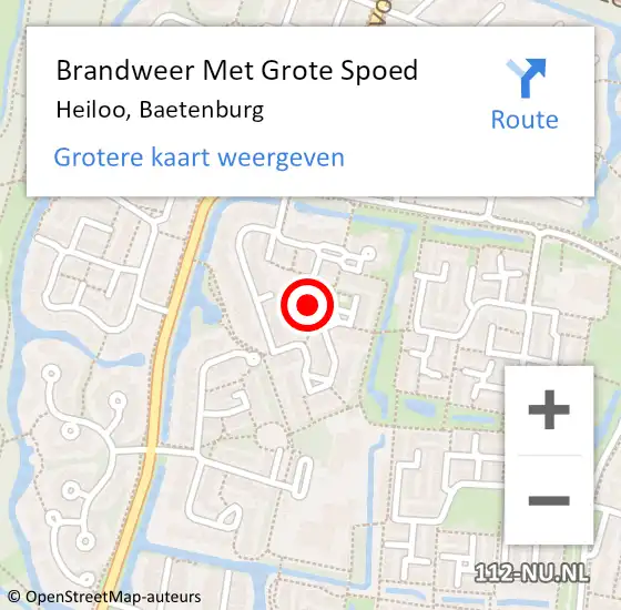 Locatie op kaart van de 112 melding: Brandweer Met Grote Spoed Naar Heiloo, Baetenburg op 6 juli 2019 19:18