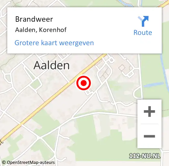 Locatie op kaart van de 112 melding: Brandweer Aalden, Korenhof op 6 juli 2019 20:19