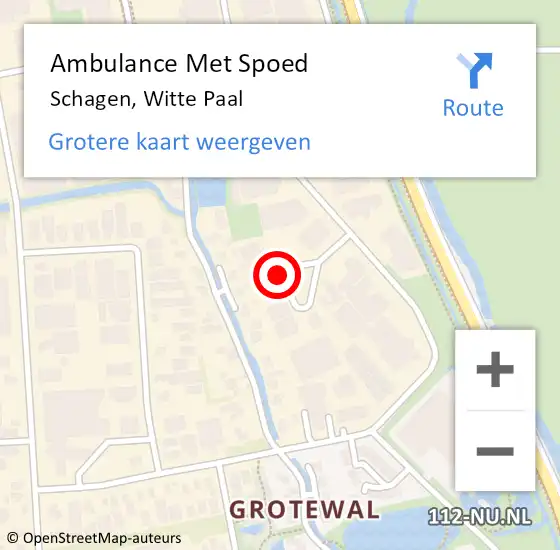 Locatie op kaart van de 112 melding: Ambulance Met Spoed Naar Schagen, Witte Paal op 6 juli 2019 21:09