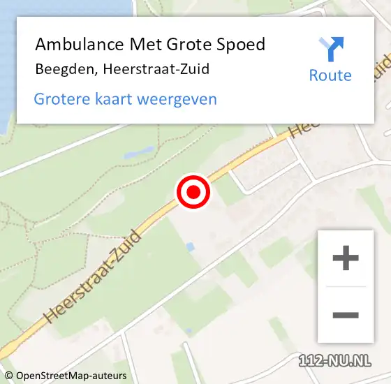 Locatie op kaart van de 112 melding: Ambulance Met Grote Spoed Naar Beegden, Heerstraat-Zuid op 7 juli 2019 01:08