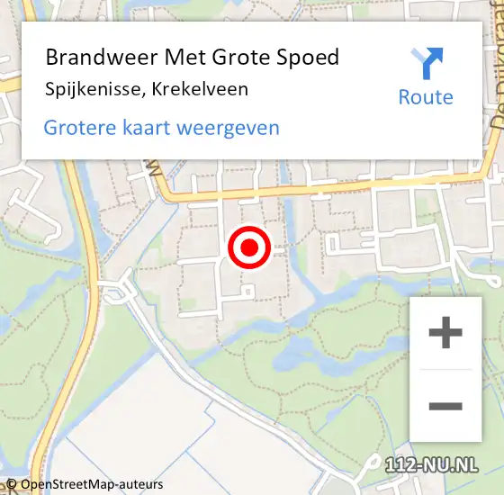Locatie op kaart van de 112 melding: Brandweer Met Grote Spoed Naar Spijkenisse, Krekelveen op 7 juli 2019 02:58
