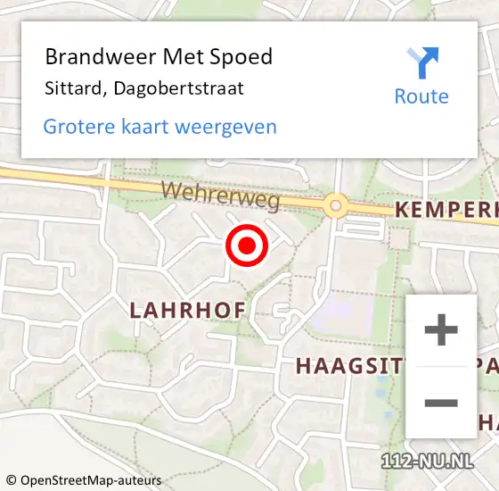 Locatie op kaart van de 112 melding: Brandweer Met Spoed Naar Sittard, Dagobertstraat op 7 juli 2019 10:13