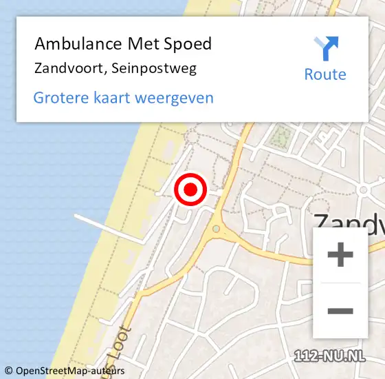 Locatie op kaart van de 112 melding: Ambulance Met Spoed Naar Zandvoort, Seinpostweg op 7 juli 2019 10:34