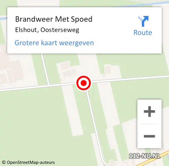 Locatie op kaart van de 112 melding: Brandweer Met Spoed Naar Elshout, Oosterseweg op 7 juli 2019 10:40