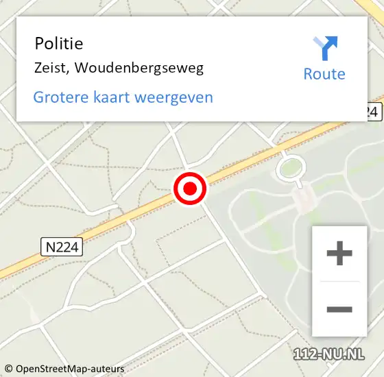 Locatie op kaart van de 112 melding: Politie Zeist, Woudenbergseweg op 7 juli 2019 14:21