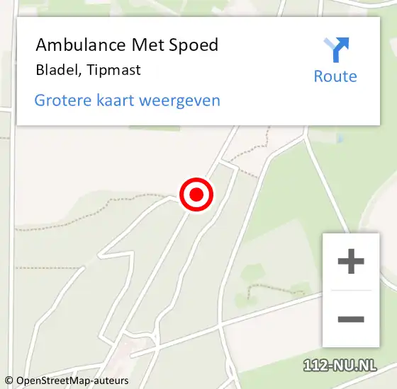Locatie op kaart van de 112 melding: Ambulance Met Spoed Naar Bladel, Tipmast op 7 juli 2019 16:58