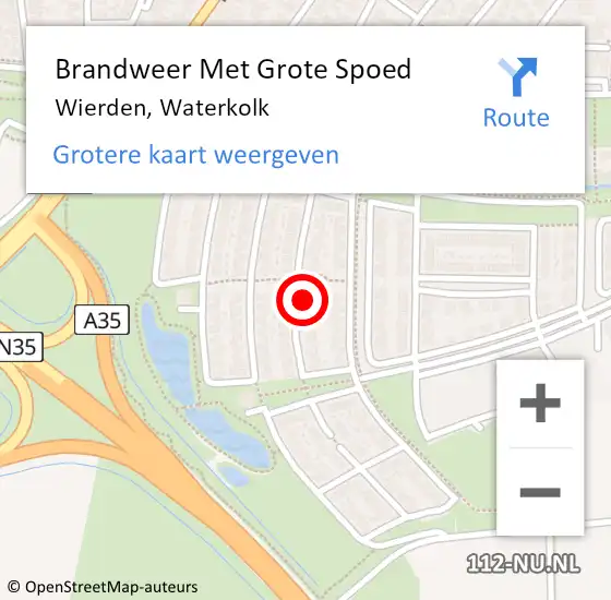 Locatie op kaart van de 112 melding: Brandweer Met Grote Spoed Naar Wierden, Waterkolk op 7 juli 2019 18:54