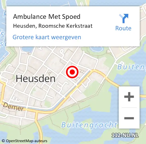 Locatie op kaart van de 112 melding: Ambulance Met Spoed Naar Heusden, Roomsche Kerkstraat op 7 juli 2019 19:40