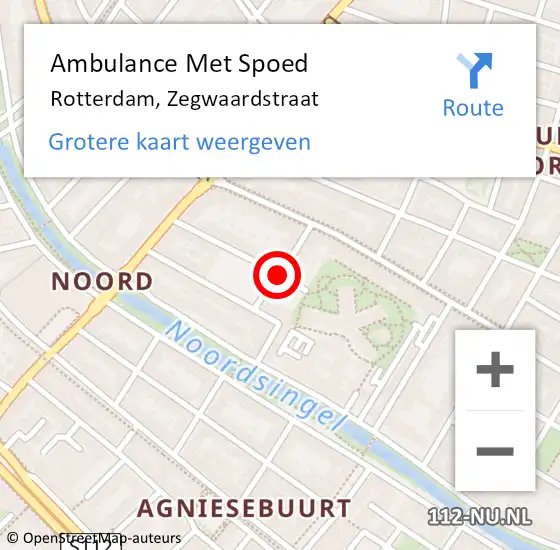 Locatie op kaart van de 112 melding: Ambulance Met Spoed Naar Rotterdam, Zegwaardstraat op 8 juli 2019 03:42