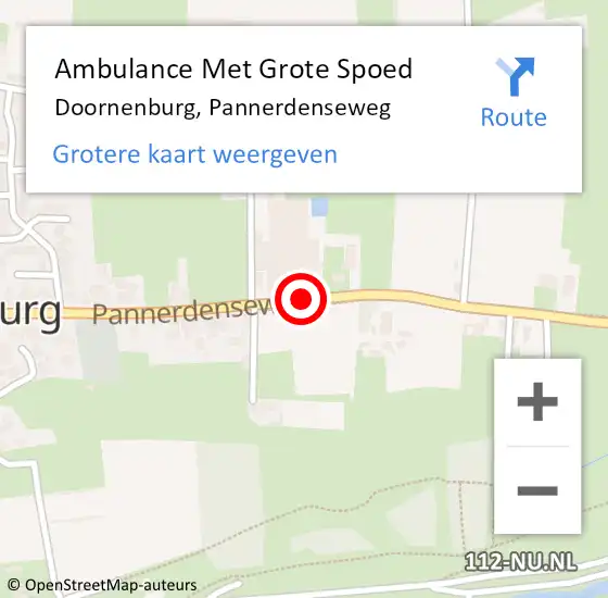 Locatie op kaart van de 112 melding: Ambulance Met Grote Spoed Naar Doornenburg, Pannerdenseweg op 8 juli 2019 09:50