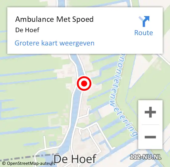 Locatie op kaart van de 112 melding: Ambulance Met Spoed Naar De Hoef op 8 juli 2019 11:16