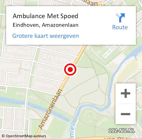 Locatie op kaart van de 112 melding: Ambulance Met Spoed Naar Eindhoven, Amazonenlaan op 8 juli 2019 12:32
