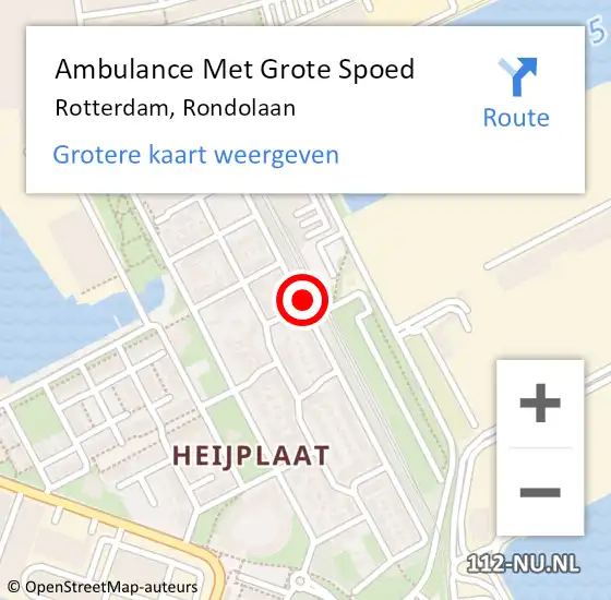 Locatie op kaart van de 112 melding: Ambulance Met Grote Spoed Naar Rotterdam, Rondolaan op 8 juli 2019 13:19