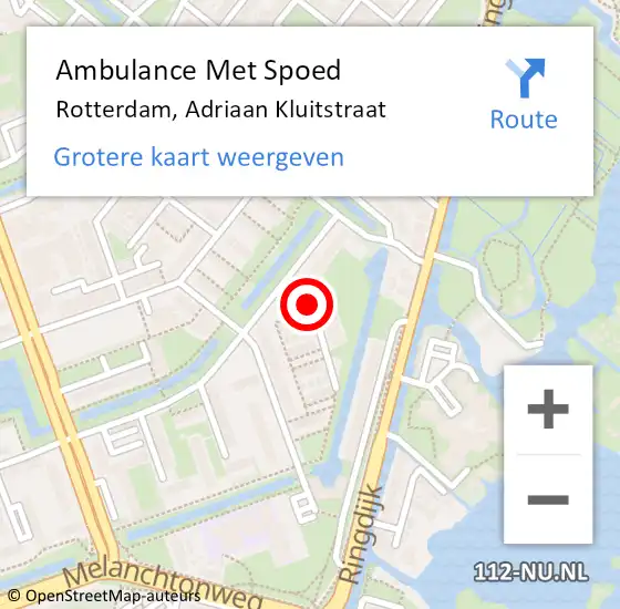 Locatie op kaart van de 112 melding: Ambulance Met Spoed Naar Rotterdam, Adriaan Kluitstraat op 8 juli 2019 16:49