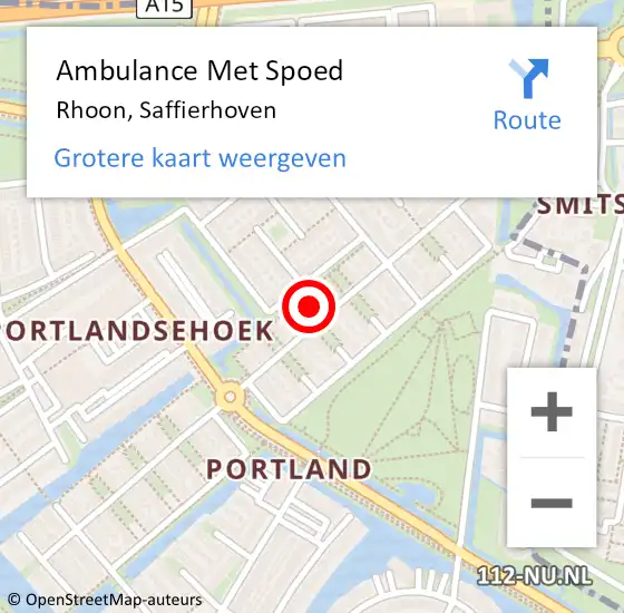 Locatie op kaart van de 112 melding: Ambulance Met Spoed Naar Rhoon, Saffierhoven op 8 juli 2019 16:52