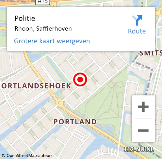 Locatie op kaart van de 112 melding: Politie Rhoon, Saffierhoven op 8 juli 2019 16:54