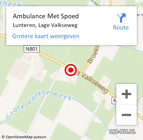 Locatie op kaart van de 112 melding: Ambulance Met Spoed Naar Lunteren, Lage Valkseweg op 8 juli 2019 17:14