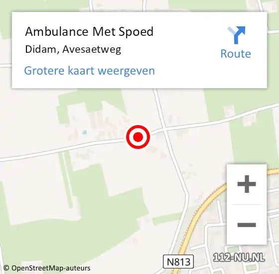 Locatie op kaart van de 112 melding: Ambulance Met Spoed Naar Didam, Avesaetweg op 8 juli 2019 19:46