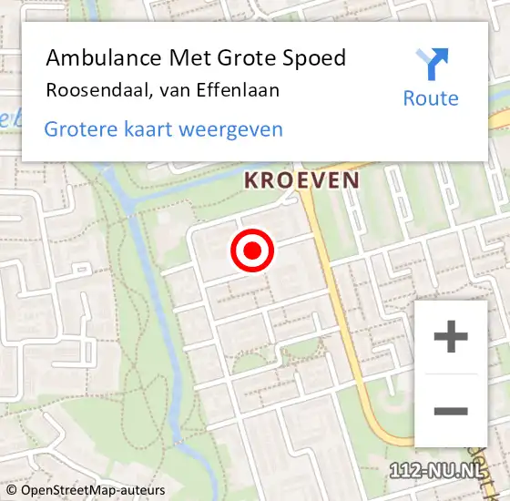 Locatie op kaart van de 112 melding: Ambulance Met Grote Spoed Naar Roosendaal, van Effenlaan op 9 juli 2019 13:53