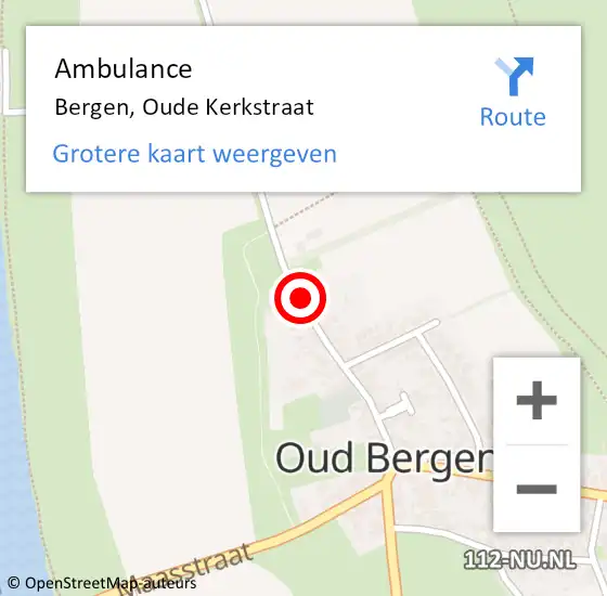 Locatie op kaart van de 112 melding: Ambulance Bergen, Oude Kerkstraat op 9 juli 2019 14:44