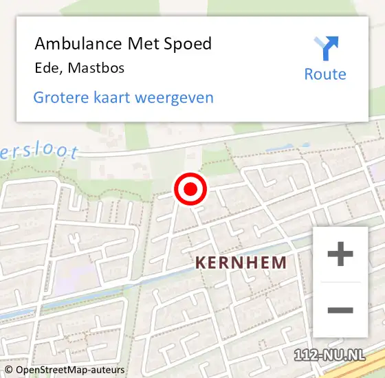 Locatie op kaart van de 112 melding: Ambulance Met Spoed Naar Ede, Mastbos op 9 juli 2019 18:37