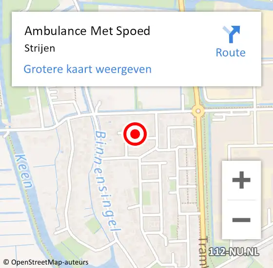 Locatie op kaart van de 112 melding: Ambulance Met Spoed Naar Strijen op 9 juli 2019 21:48