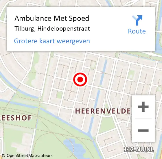 Locatie op kaart van de 112 melding: Ambulance Met Spoed Naar Tilburg, Hindeloopenstraat op 10 juli 2019 09:34