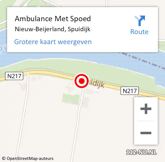 Locatie op kaart van de 112 melding: Ambulance Met Spoed Naar Nieuw-Beijerland, Spuidijk op 10 juli 2019 09:34