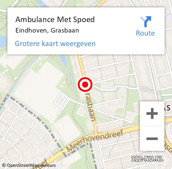 Locatie op kaart van de 112 melding: Ambulance Met Spoed Naar Eindhoven, Grasbaan op 10 juli 2019 10:44