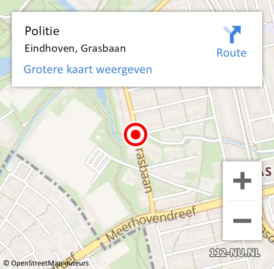 Locatie op kaart van de 112 melding: Politie Eindhoven, Grasbaan op 10 juli 2019 10:44