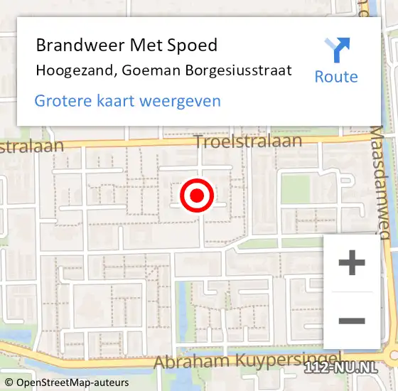 Locatie op kaart van de 112 melding: Brandweer Met Spoed Naar Hoogezand, Goeman Borgesiusstraat op 10 juli 2019 12:25