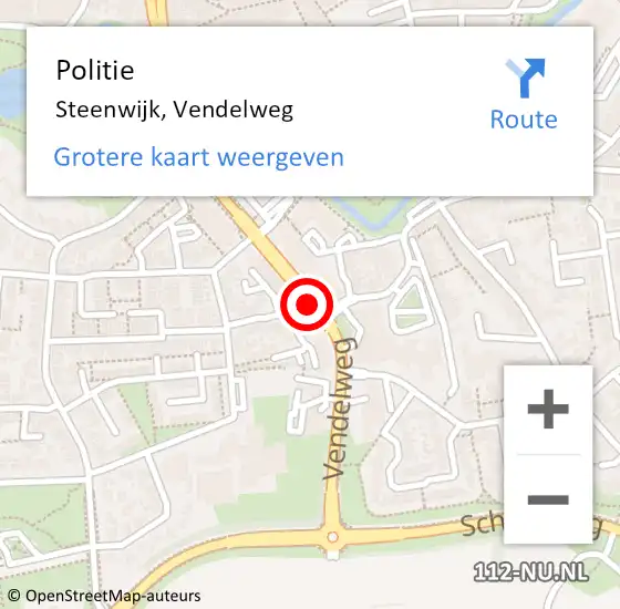 Locatie op kaart van de 112 melding: Politie Steenwijk, Vendelweg op 10 juli 2019 13:29