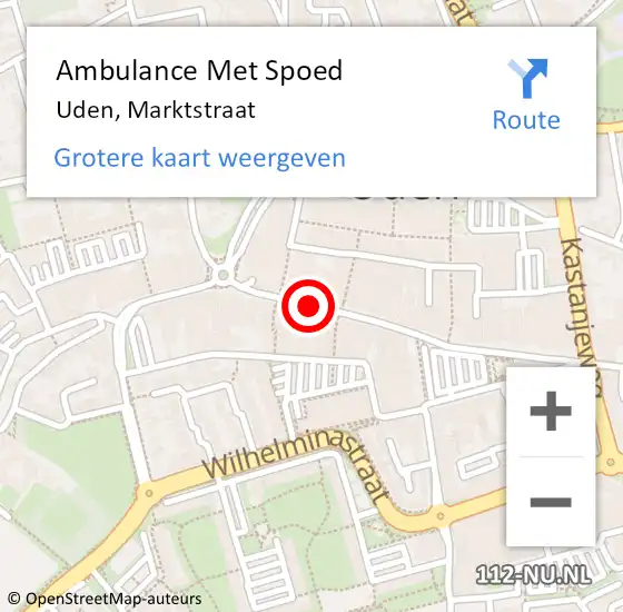Locatie op kaart van de 112 melding: Ambulance Met Spoed Naar Uden, Marktstraat op 10 juli 2019 14:37